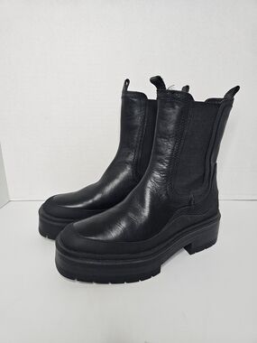 Sam Edelman Black Leather Platform Chelsea Booties